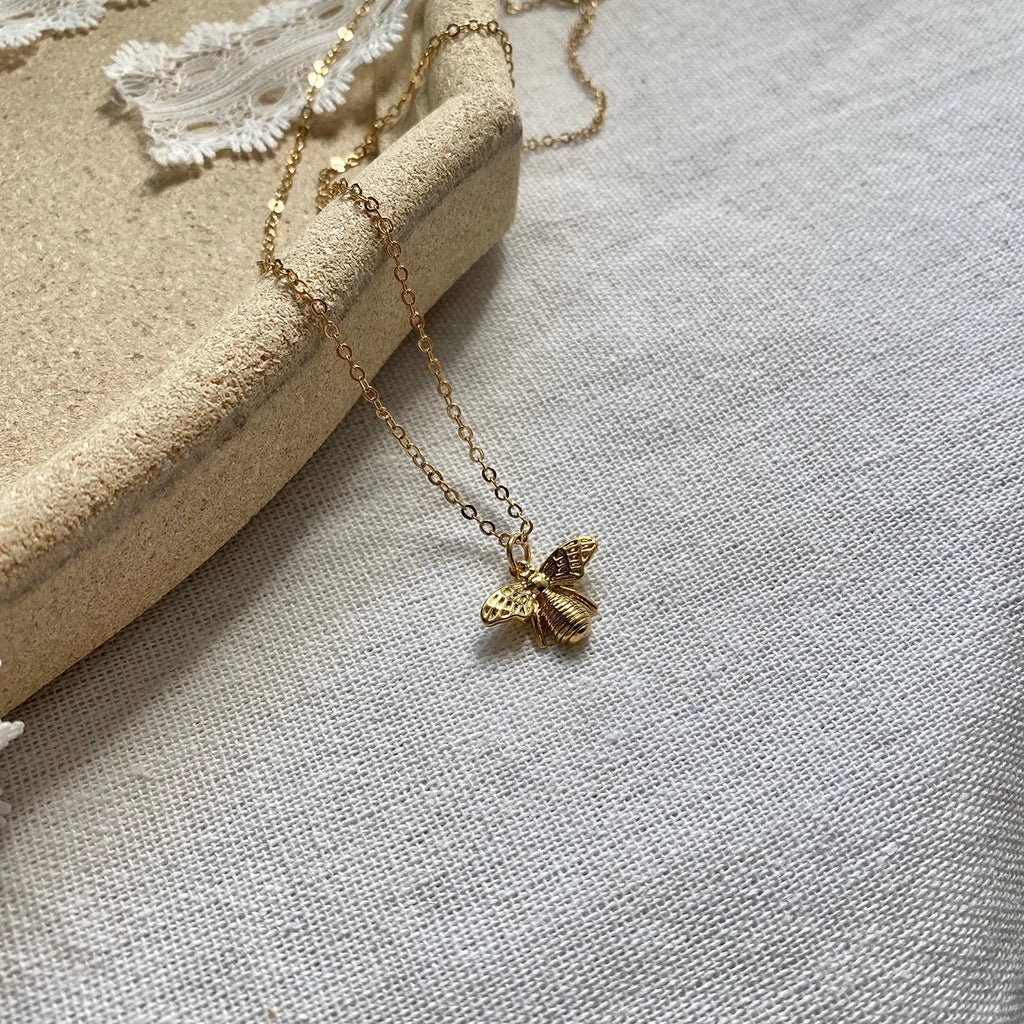 925 Silver Insect Bee Necklace Women 18k Choker Chain