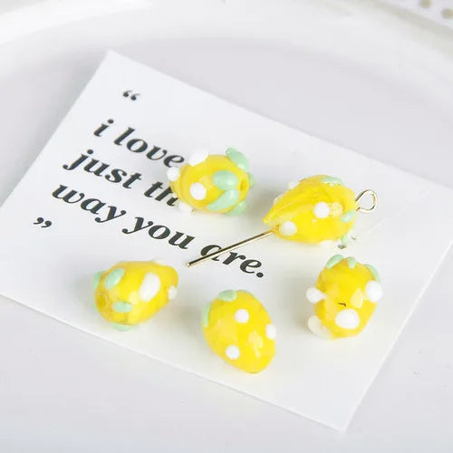 Czech Glass Strawberry Beads Loose DIY Jewelry Earring Material