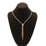 Rhinestone Pearl Tassel Necklace All-Match Party Dance Jewelry