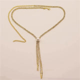 Rhinestone Pearl Tassel Necklace All-Match Party Dance Jewelry