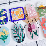 Geometric Flower Embossed Acrylic Pendant for DIY Earrings