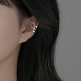 925 Silver Zircon Pearl Clip Earrings Geometric Jewelry