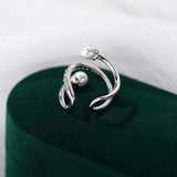925 Silver Zircon Pearl Clip Earrings Geometric Jewelry
