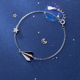 925 Silver Aircraft Bracelet Women Zircon Star Jewelry