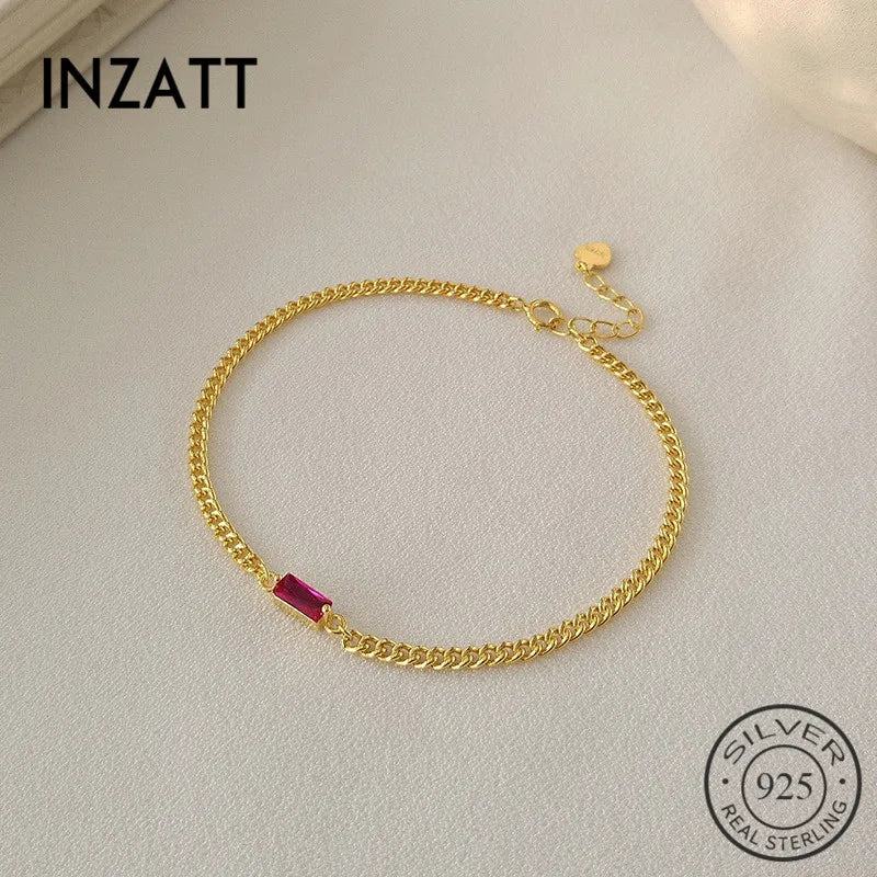 925 Silver Red Zircon Bracelet Party Jewelry Gift