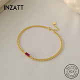 925 Silver Red Zircon Bracelet Party Jewelry Gift