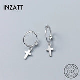 925 Silver Cross Hoop Earrings Geometric Rose Gift