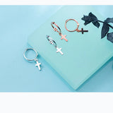 925 Silver Cross Hoop Earrings Geometric Rose Gift