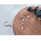 925 Silver Cross Hoop Earrings Geometric Rose Gift
