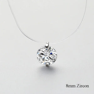 925 Silver Zircon Pearl Pendant Choker Necklace Fishing Line Jewelry for Women