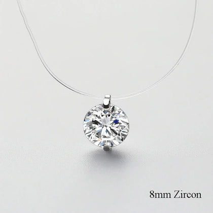 925 Silver Zircon Pearl Pendant Choker Necklace Fishing Line Jewelry for Women