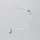 925 Silver Zircon Pearl Pendant Choker Necklace Fishing Line Jewelry for Women