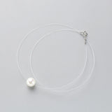 925 Silver Zircon Pearl Pendant Choker Necklace Fishing Line Jewelry for Women