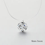 925 Silver Zircon Pearl Pendant Choker Necklace Fishing Line Jewelry for Women