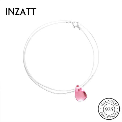 925 Silver Zircon Pearl Pendant Choker Necklace Fishing Line Jewelry for Women