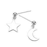 925 Silver Star Moon Stud Earrings for Women