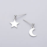 925 Silver Star Moon Stud Earrings for Women