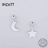 925 Silver Star Moon Stud Earrings for Women