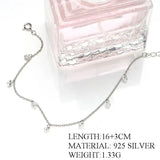 Boho 925 Silver Star Bracelet Crystal Leaves Geometric Chain Jewelry