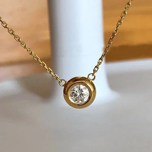 Mini Zircon Round Choker Necklace 14K Plated for Women