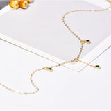 925 Sterling Silver 14K Chain Tassel Charm Anklet for Women