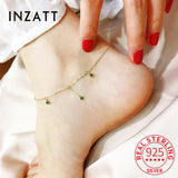 925 Sterling Silver 14K Chain Tassel Charm Anklet for Women