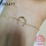 925 Sterling Silver Moon Star Charm Bracelet Women Fine Jewelry