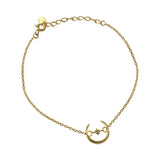 925 Sterling Silver Moon Star Charm Bracelet Women Fine Jewelry