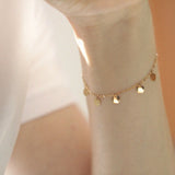 925 Sterling Silver Round Charm Bracelet 14K for Women