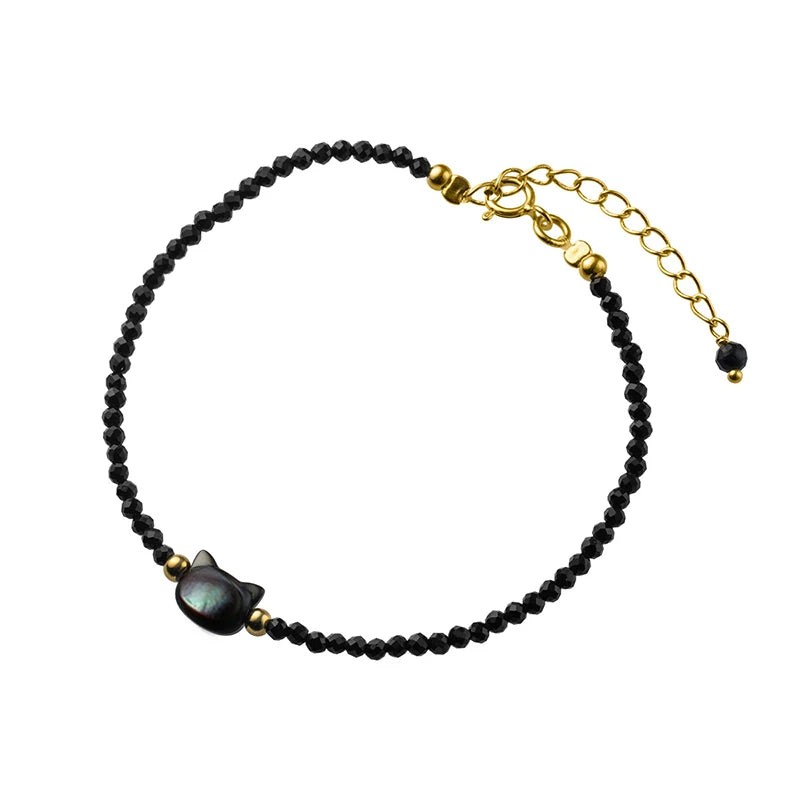 925 Sterling Silver Cat Charm Bracelet for Women