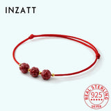 925 Silver Red Rope Beads Flower Bracelet for Women Party