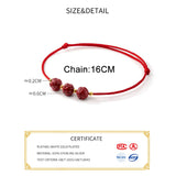 925 Silver Red Rope Beads Flower Bracelet for Women Party