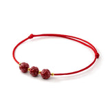 925 Silver Red Rope Beads Flower Bracelet for Women Party