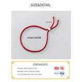 925 Silver Red Rope Beads Bracelet Women Fine Jewelry