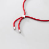 925 Silver Red Rope Beads Bracelet Women Fine Jewelry
