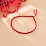 925 Silver Red Rope Beads Bracelet Women Fine Jewelry