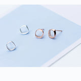 Zircon Stud Earrings Rose 925 Sterling Silver