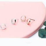 Zircon Stud Earrings Rose 925 Sterling Silver