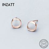 Zircon Stud Earrings Rose 925 Sterling Silver