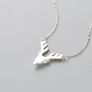 Glossy Deer Pendant Necklace 925 Sterling Silver Animal Fine Jewelry