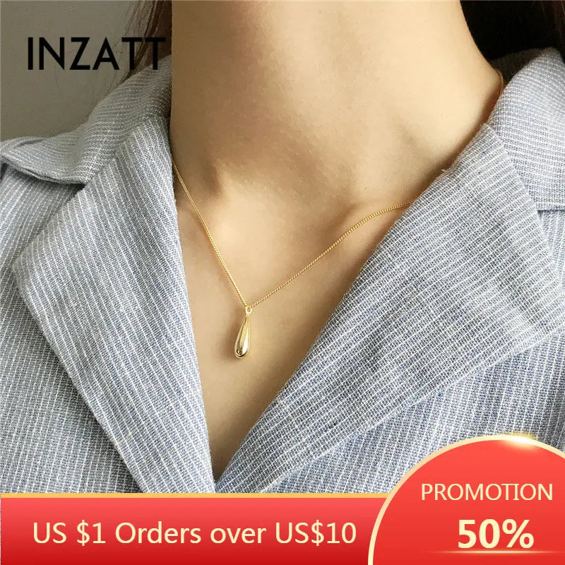 Water Drop Choker Pendant Necklace 925 Sterling Silver Women Jewelry