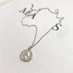 Dollar Queen Pendant Necklace 925 Sterling Silver Chain Women Birthday Jewelry