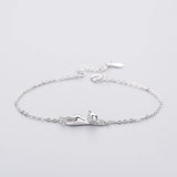 Punk Tiny Cat Bracelet 925 Sterling Silver Chain Link Jewelry Gift