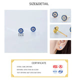 925 Silver Zircon Round Stud Earrings Talisman Eyes Jewelry