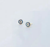 925 Silver Zircon Round Stud Earrings Talisman Eyes Jewelry
