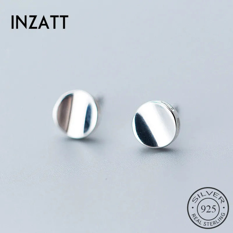 Geometric Round Stud Earrings 925 Sterling Silver Fine Jewelry For Women