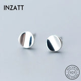Geometric Round Stud Earrings 925 Sterling Silver Fine Jewelry For Women