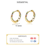 925 Silver Colorful Zircon Round Hoop Earrings For Women Fine Jewelry