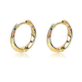 925 Silver Colorful Zircon Round Hoop Earrings For Women Fine Jewelry