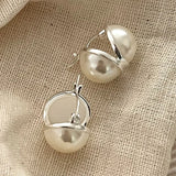 925 Silver Pearl Hoop Earrings for Women Classic Fine Jewelry